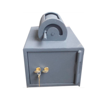 CAJA FUERTE URNA ALFATB28 Usos: ◊Resguardo de valores en camionetas de reparto. Medidas: ◊Externa:28cm (alto) x28cm (frente) x30cm (fondo) ◊Peso aproximado de 30 kg.